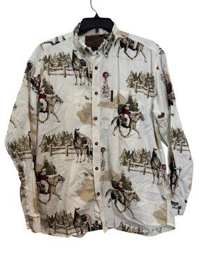 vintage Clearwater Outfitters Mens XL Christmas Button-Up Shirt 100% Cotton